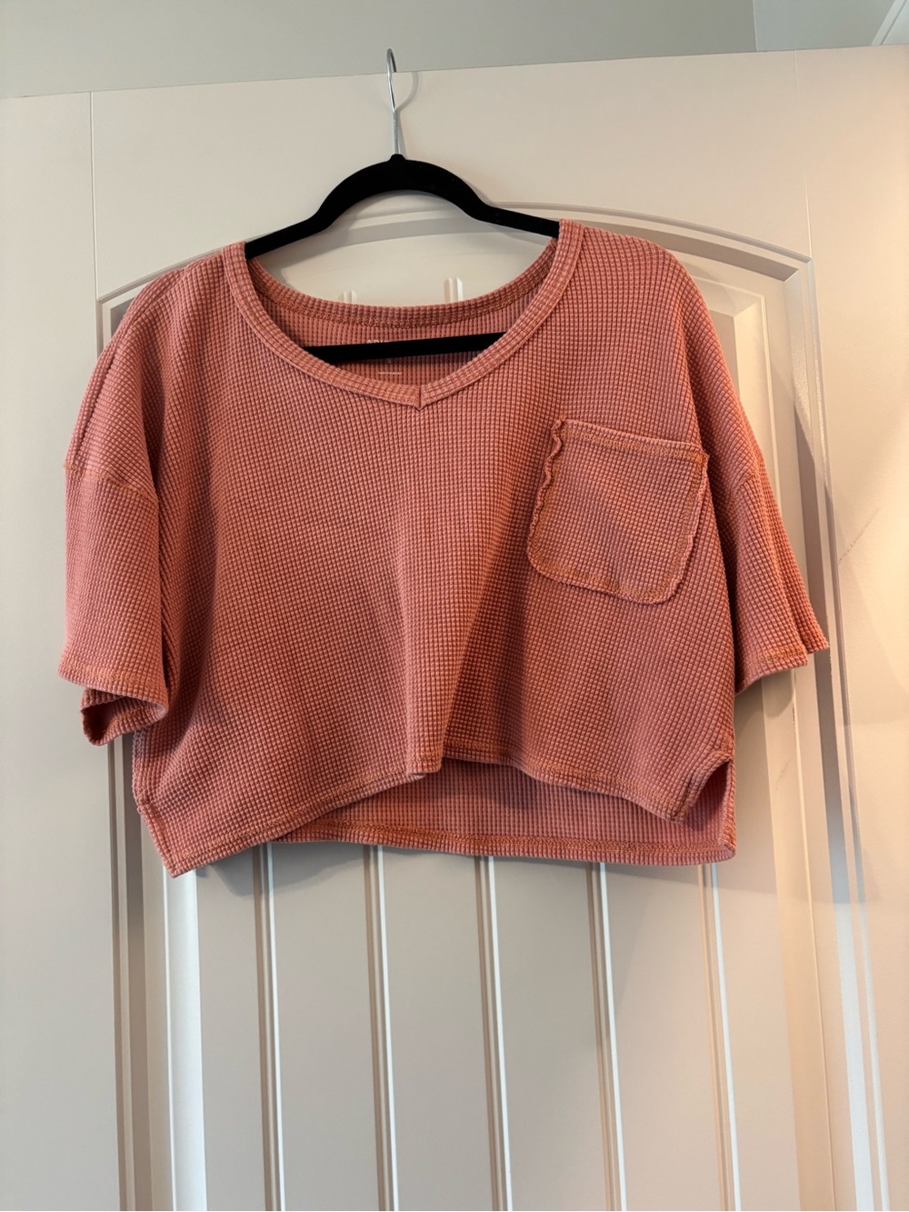 Arizona Jean Company Cropped Waffle Knit Top - Dusty Rose